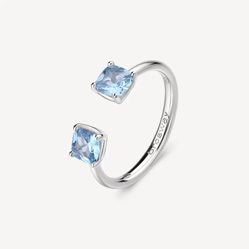 anello aperto azzurro argento fancy brosway