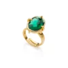 anello oro giallo pietra verde ovale unoaerre