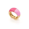 anello fascione in bronzo placcato oro smaltato fucsia e rosa unoaerre