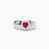 anello a fascia regolabile con pietra rossa a cuore mabina gioielli
