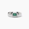 anello in argento fascia con pietra verde rettangolare mabina gioielli