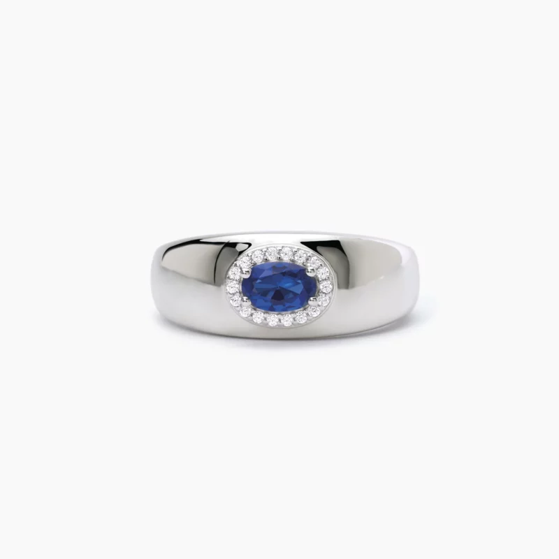 anello fascia con pietra blu ovale mabina gioielli