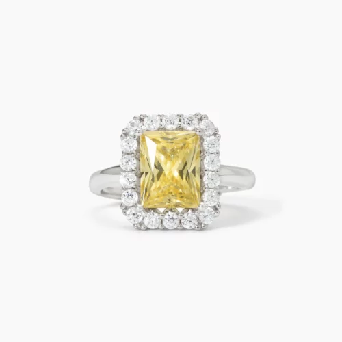 anello argento giallo baguette mabina donna