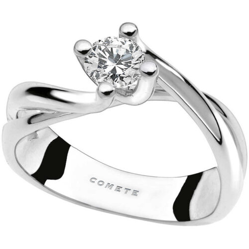 anello solitario in oro 750 intrecciato con diamante comete gioielli