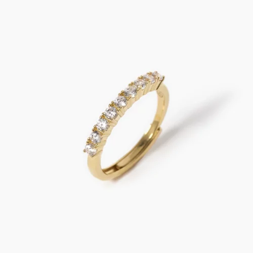 anello veretta dorato con pietre bianche mabina gioielli