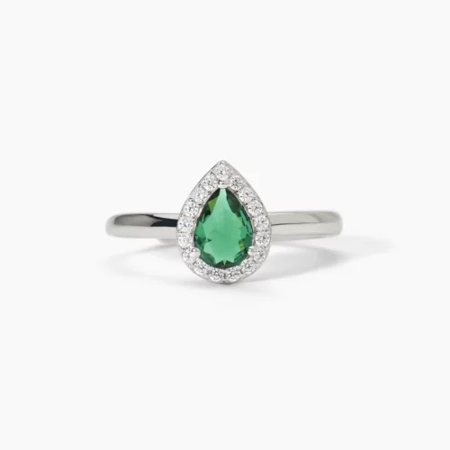 anello argento goccia verde mabina gioielli donna