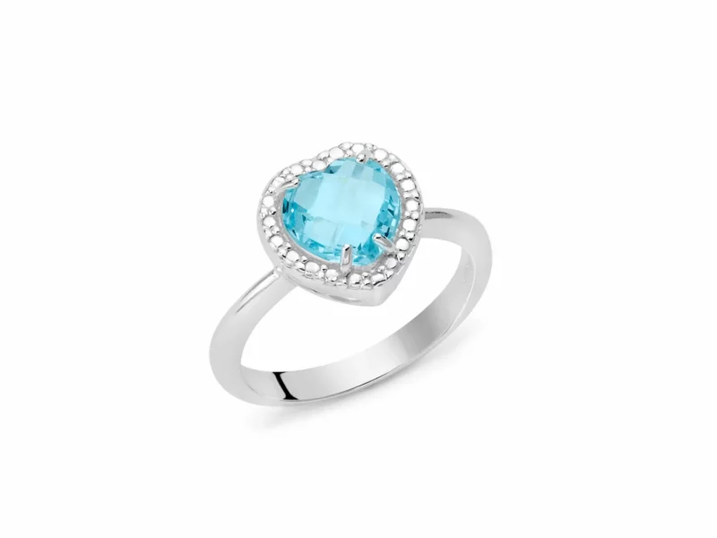 anello donna con cuore azzurro miluna gioielli