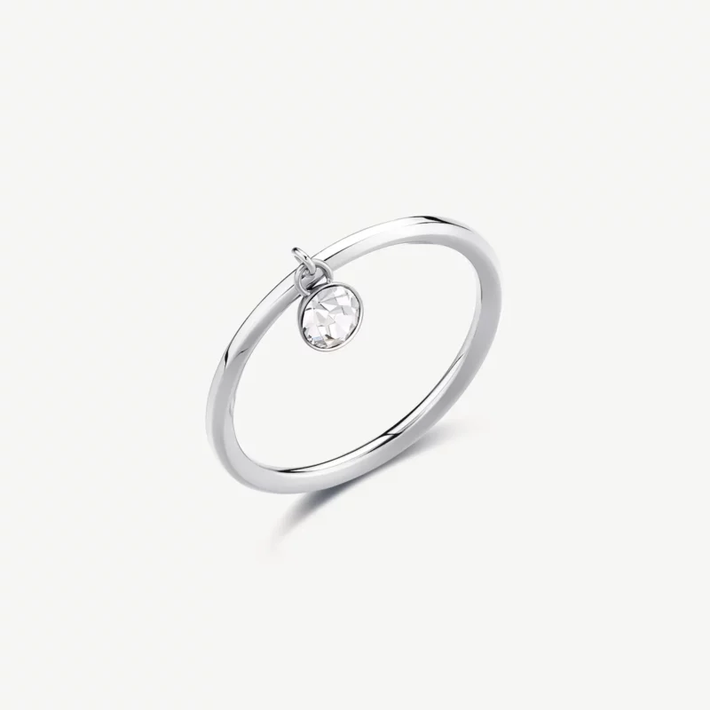 anello in acciaio con pietre bianca pendente donna brosway