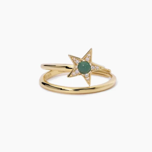 anello aperto con pietra verde e stella mabina xfactor