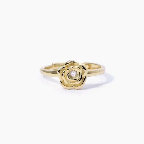 mabina gioielli anello con rosa in argento dorato