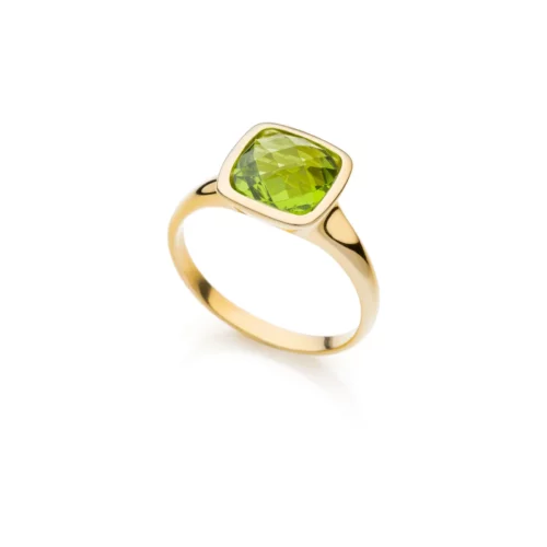 anello dorato pietra verde unoaerre