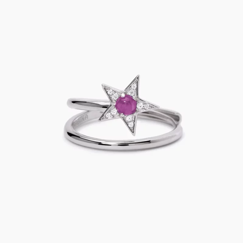 anello con stellina pietra rosa mabina xfactor