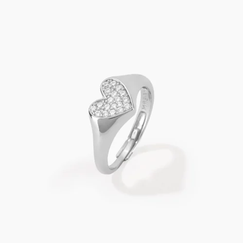 anello da mignolo in argento a forma di cuore mabina gioielli