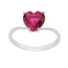anello con rubino ricristallizzato rosso a forma di cuore in oro 18 kt comete gioielli