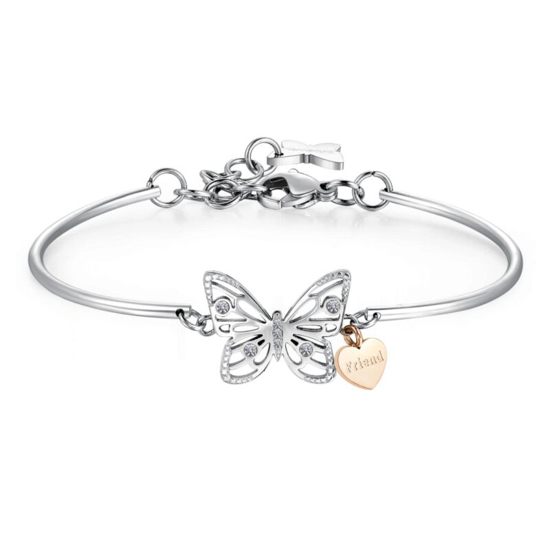 bracciale semi rigido donna in acciaio con farfalla e cristalli Friend brosway
