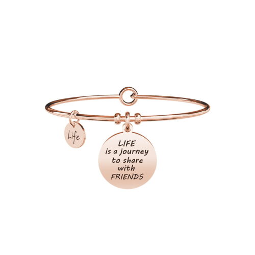 Bracciale con frase Life is a Journey Kidult Rose Gold