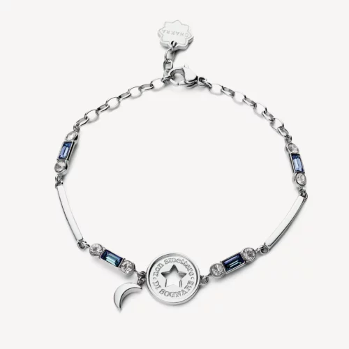 bracciale in acciaio con cristalli blu stellina chakra donna brosway