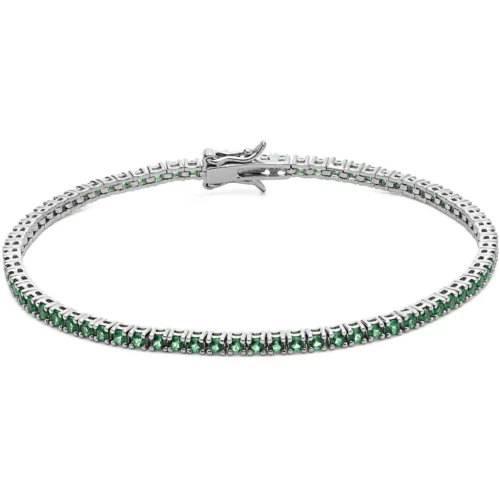 Bracciale Tennis Donna Comete Gioielli in argento con cristalli verdi