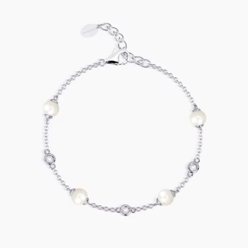 bracciale in argento con perle e zirconi mabina