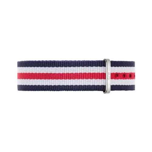cinturino stoffa daniel wellington a strisce rosse blu e bianche
