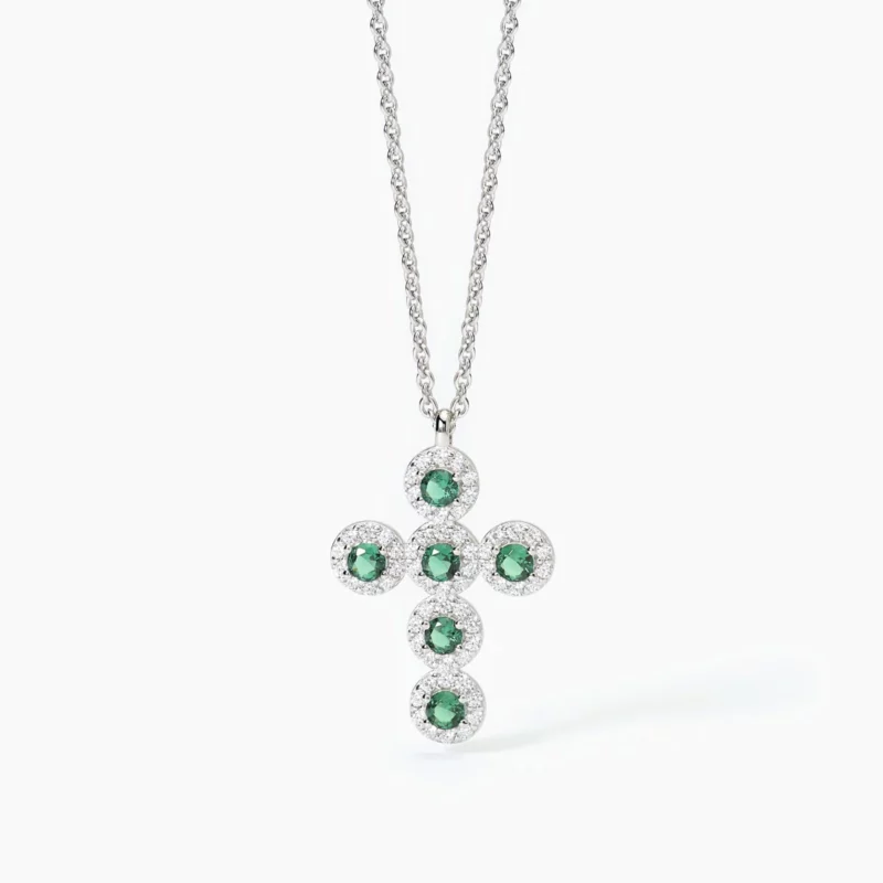 girocollo argento croce verde mabina gioielli