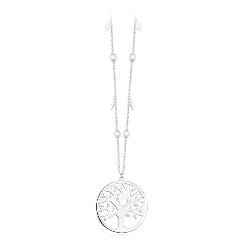 Collana in argento e perle con albero della vita