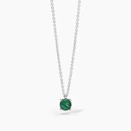 girocollo argento punto luce smeraldo verde