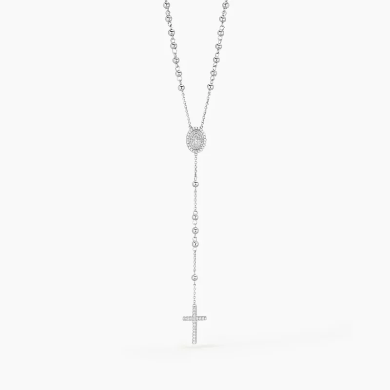 collana argento donna rosario madonna croce