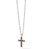 Collana con Croce in argento rosa e zirconi neri comete gioielli