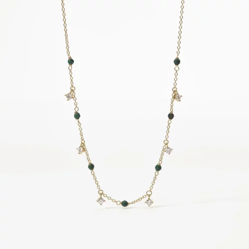 girocollo con pietre verdi e zirconi in argento mabina gioielli