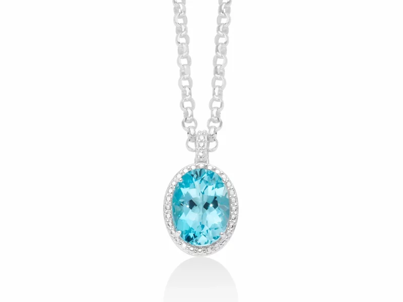 girocollo donna in argento con pietra azzurra miluna gioielli