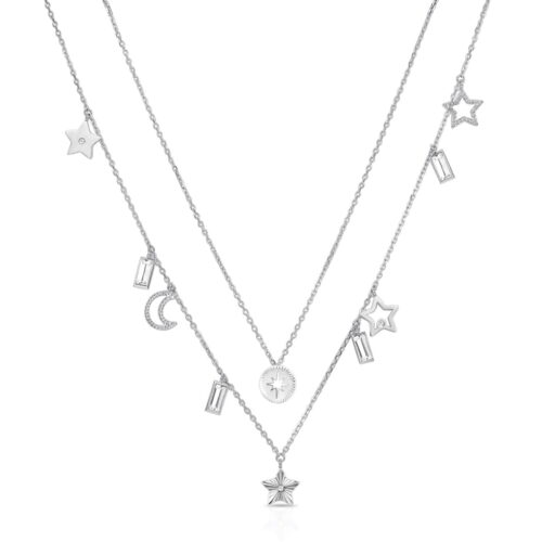 collana doppio filo con stella ciondoli e cristalli pendenti donna brosway