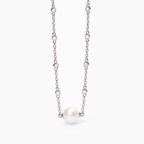 collana perla e zirconi in argento mabina gioielli