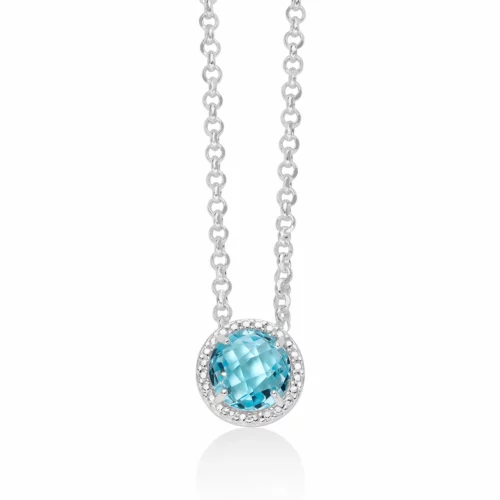collana in argento con pietra azzurra topazio miluna gioielli gemma del cielo
