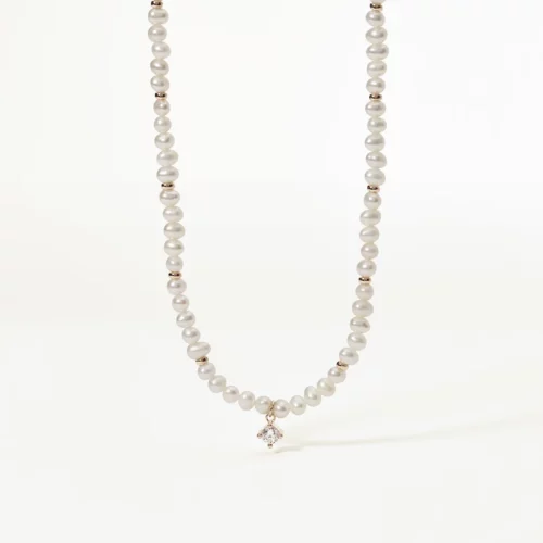 collana con perle in argento e zirconi mabina gioielli