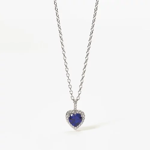 collana in argento con cuore blu e zirconi mabina gioielli