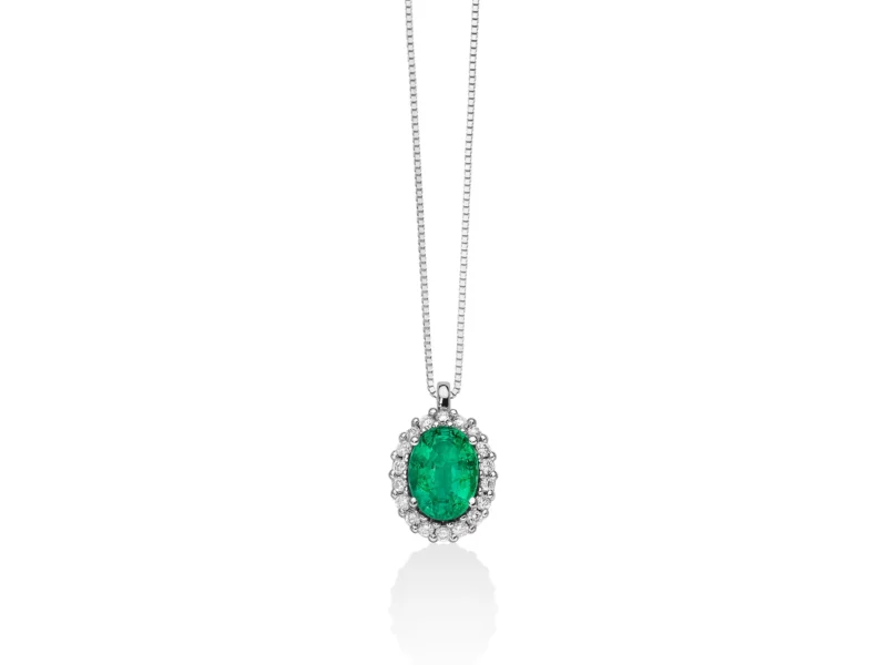 collana oro smeraldo verde diamanti miluna