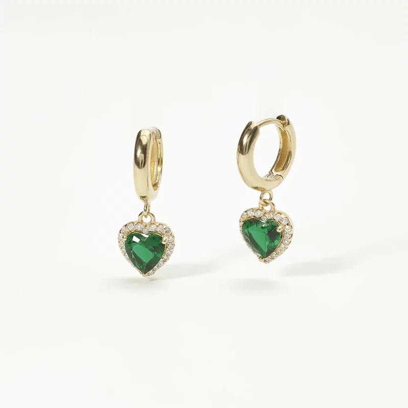 hoop dorato in argento con cuore verde mabina gioielli