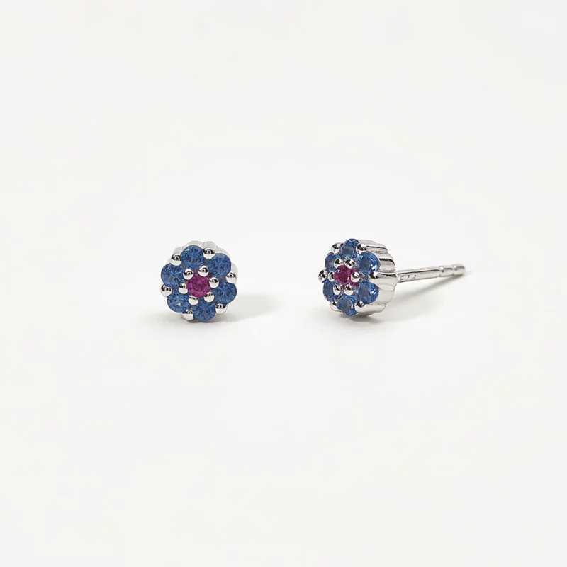 orecchini rosa e blu a fiore in argento mabina gioielli