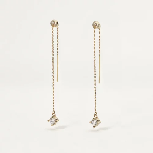 orecchini reversibili in argento dorato e zirconi pendenti mabina gioielli