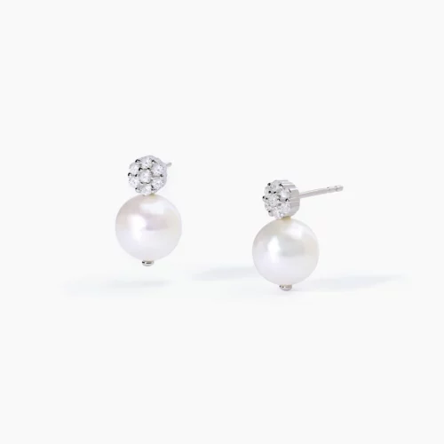 orecchini argento perla vera fiore mabina