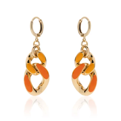 orecchini in bronzo dorato smalto arancione unoaerre donna