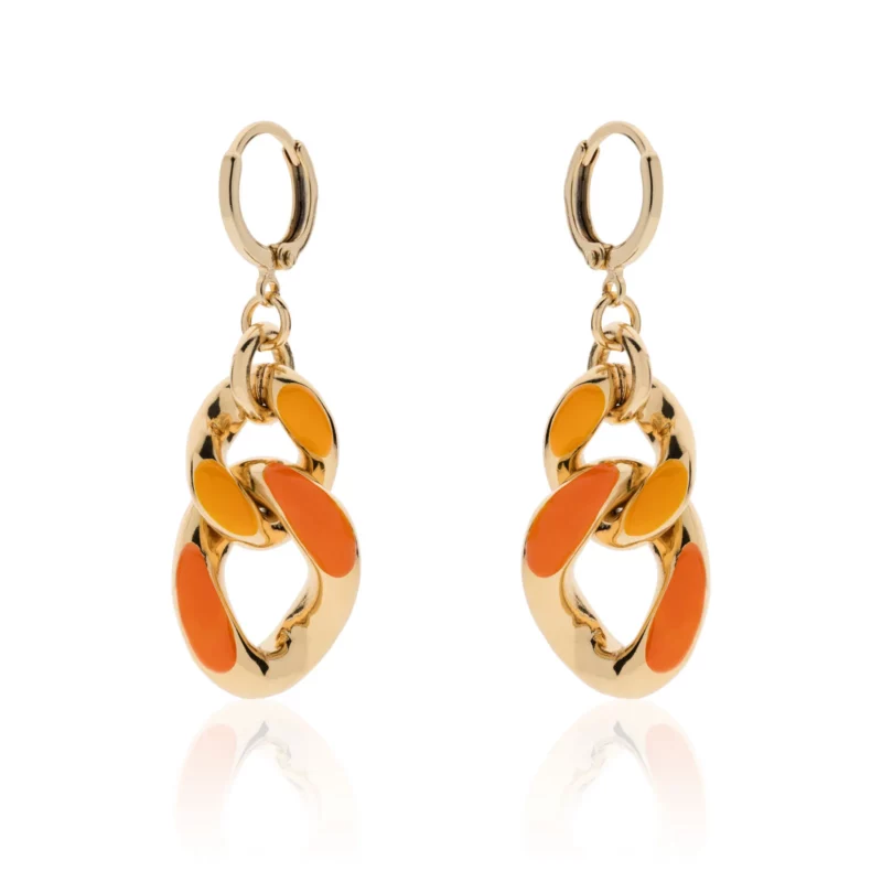 orecchini in bronzo dorato smalto arancione unoaerre donna
