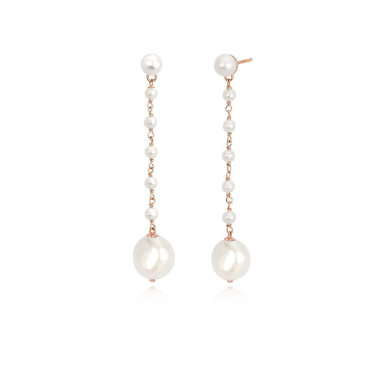 Orecchini in argento rosé con perle barocche Mabina Gioielli