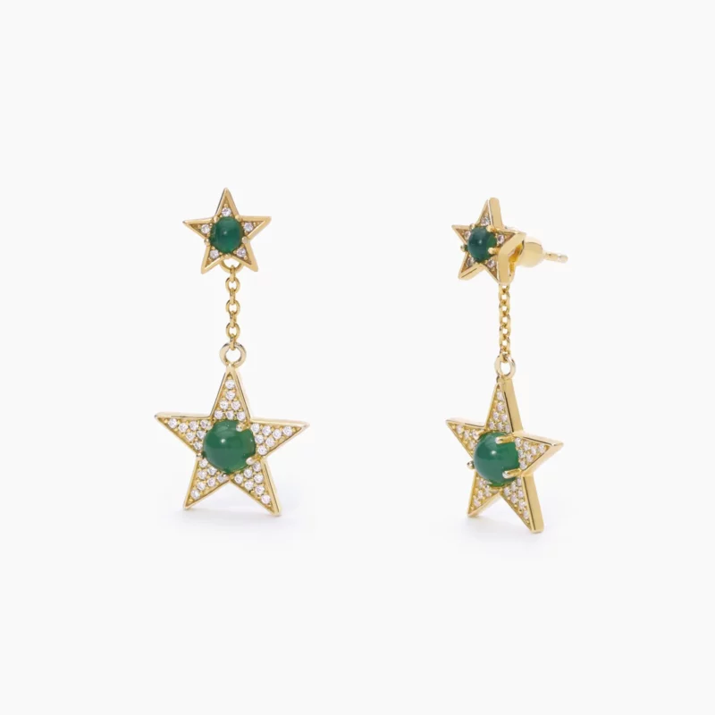 orecchini con pietra verde dorati con stelle mabina xfactor