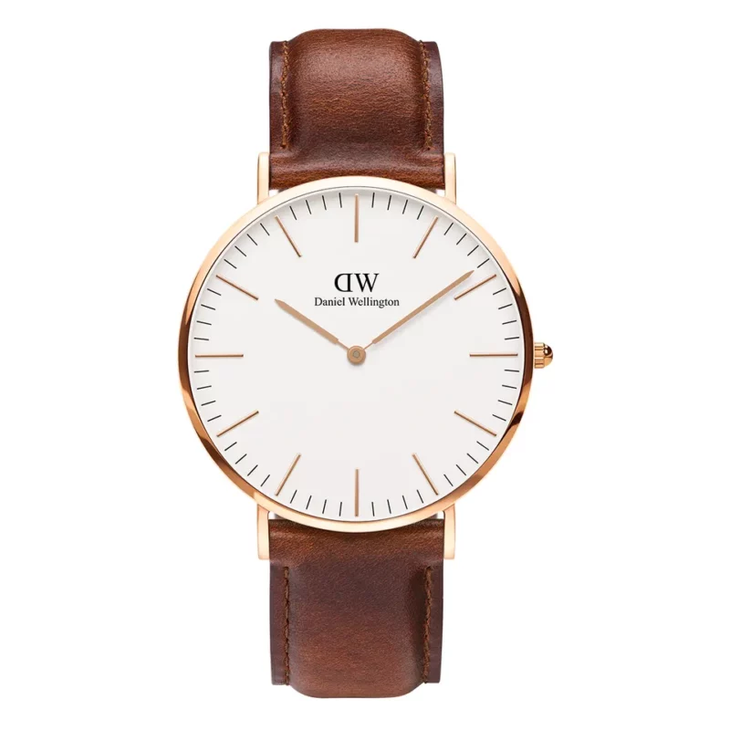 orologio pelle marrone uomo 40 mm quadrante bianco wellington