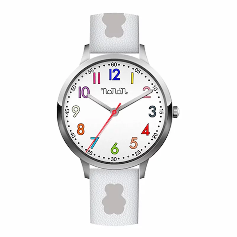 orologio pelle bianca numeri bimbi nanan